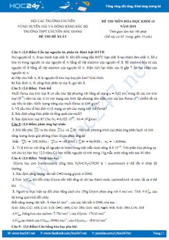 Đề thi Chuyên Hóa 10 năm 2019 - Hội các trường Chuyên Vùng Duyên Hải và ĐB Bắc Bộ, THPT Chuyên Bắc Giang (có đáp án)