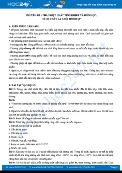 Chuyên đề phân biệt chất tinh khiết và hỗn hợp, tách chất ra khỏi hỗn hợp