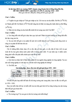 Đề thi HSG môn Địa lớp 10 năm 2018-2019 - Các tỉnh ĐB Bắc Bộ