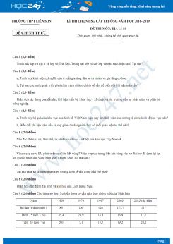 Đề thi HSG môn Địa lớp 10 năm 2018-2019 - Trường THPT Liễn Sơn