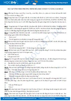 Bài tập tính theo PTHH cơ bản và nâng cao Hóa học 8