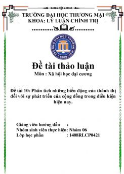 Tiểu luận Xã hội học: Những biến động của thành thị đối với sự phát triển hiện nay