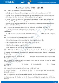 Bài tập tổng hợp Địa lớp 12