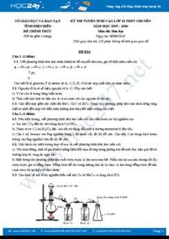 Đề tuyển sinh vào lớp 10 Chuyên Hóa năm 2019 - Tỉnh Điện Biên