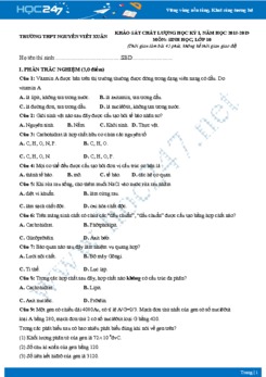 Đề thi giữa HK1 môn Sinh lớp 10 năm 2018-2019 - Trường THPT Nguyễn Viết Xuân