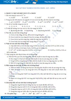 Bài tập trắc nghiệm Chương Crom - Sắt - Đồng