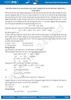 Phương pháp giải nhanh bài tập trắc nghiệm sử dụng phương trình ion - electron