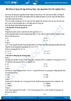 Hệ thống 8 dạng bài tập thường được vận dụng làm bài trắc nghiệm môn Hóa