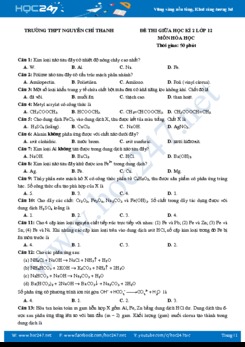 Đề thi HK2 môn Hóa học lớp 12 năm 2019 - Trường THPT Nguyễn Chí Thanh