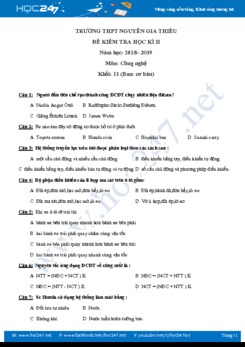Đề kiểm tra HK2 môn Công Nghệ 11 năm 2019 trường THPT Nguyễn Gia Thiều