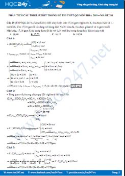 Phân tích câu triglixerit trong đề thi THPT QG môn Hóa 2019 (mã đề 201)