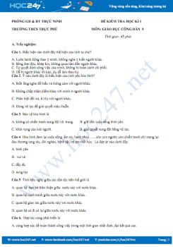 Đề thi HK1 môn GDCD lớp 9 Trường THCS Trực Phú năm học 2018 - 2019