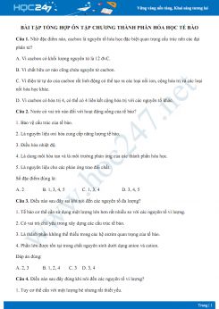 Bài tập trắc nghiệm ôn tập Chương Thành phần hóa học tế bào Sinh học 10 có đáp án chi tiết