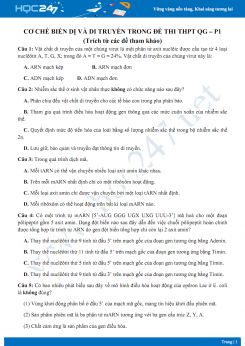 Cơ chế di truyền biến dị Sinh học 12 trong đề thi THPT QG - P1 (Từ các đề tham khảo)