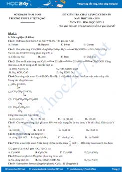 Bộ 4 đề kiểm tra HK2 môn Hóa học 11 năm 2019 - Trường THPT Lý Tự Trọng, Nam Định