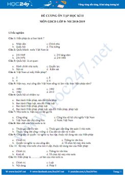 Đề cương ôn tập thi HK2 môn GDCD lớp 8 năm 2019