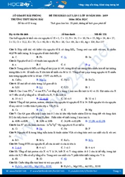 Đề thi khảo sát lần 1 môn Hóa 10 năm 2019 - Trường THPT Hàng Hải (có đáp án)