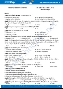 Bộ 4 đề kiểm tra 1 tiết môn Hóa 10 năm 2019 - Trường THPT Mỹ Hội Đông
