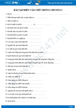 Bài tập điền vào chỗ trống chương I Sinh 12