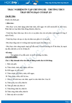 Câu hỏi ôn tập chương III Sinh 6 năm 2018-2019  - Trường THCS Trần Hưng Đạo có đáp án