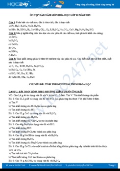 Ôn tập đầu năm môn Hóa học 10 năm 2019