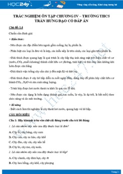 Câu hỏi ôn tập chương IV Sinh 6 năm 2018-2019 - Trường THCS Trần Hưng Đạo có đáp án