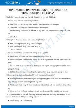 Câu hỏi ôn tập chương V Sinh 6 năm 2018-2019 - Trường THCS Trần Hưng Đạo có đáp án