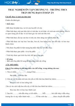 Câu hỏi ôn tập chương VI Sinh 6 năm 2018-2019 - Trường THCS Trần Hưng Đạo có đáp án