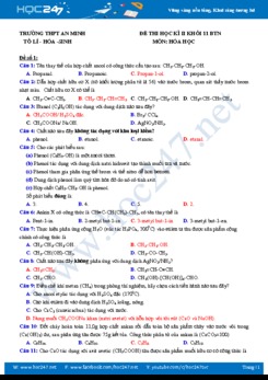 Bộ 8 đề kiểm tra HK2 môn Hóa học 11 năm 2019 - Trường THPT An Minh (có đáp án)