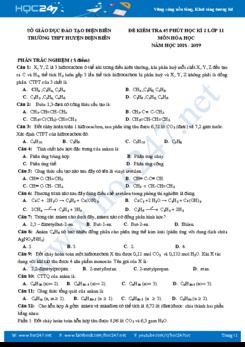 Đề kiểm tra 45 phút HK2 môn Hóa học 11 năm 2019 - Trường THPT Huyện Điện Biên