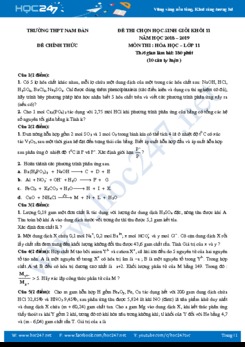 Đề thi chọn HSG môn Hóa 11 năm 2019 - Trường THPT Nam Đàn (có lời giải chi tiết)