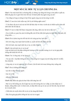 Câu hỏi tự luận ôn tập chương Da Sinh học 8 có đáp án