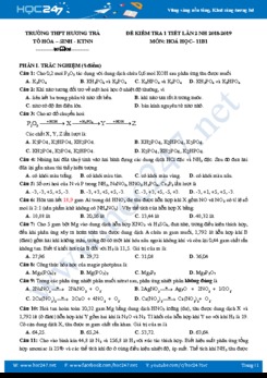 Đề kiểm tra 1 tiết lần 2 môn Hóa 11 năm 2018 - 2019 Trường THPT Hương Trà