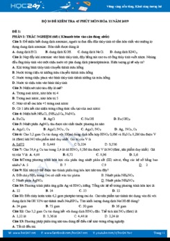 Bộ 10 đề kiểm tra 45 phút môn Hóa 11 năm 2019