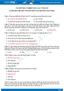 Câu hỏi trắc nghiệm nâng cao chủ đề Di truyền liên kết giới tính và di truyền ngoài nhân Sinh học 9 có đáp án