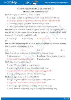 Câu hỏi trắc nghiệm nâng cao chủ đề Liên kết gen và hoán vị gen Sinh học 9 có đáp án