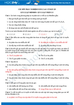 Câu hỏi trắc nghiệm nâng cao chủ đề Quy luật phân ly Sinh học 9 có đáp án