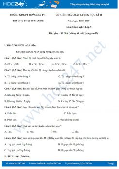 Đề kiểm tra HK2 môn Công Nghệ 9 phần Trồng cây ăn quả trường THCS Bản Luốc