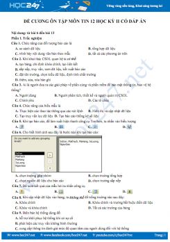 Đề cương ôn tập HK2 môn Tin học 12 năm 2019 có đáp án