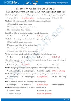 Câu hỏi trắc nghiệm nâng cao chủ đề Chọn giống vật nuôi dựa trên nguồn biến dị tổ hợp Sinh học 9 có đáp án