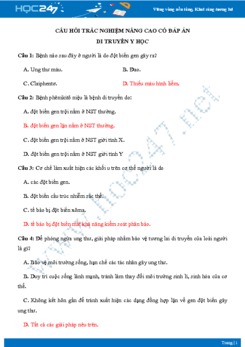 Câu hỏi trắc nghiệm nâng cao chủ đề Di truyền học Sinh học 9 có đáp án