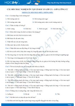 Câu hỏi trắc nghiệm ôn tập Chuyên đề Lớp Cá - Lớp Lưỡng cư Sinh học 7 có đáp án