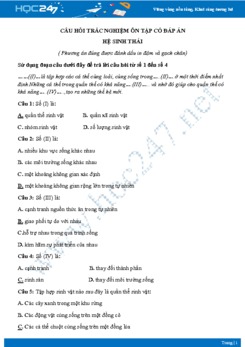 Câu hỏi trắc nghiệm ôn tập Chương Hệ sinh thái Sinh học 9 có đáp án