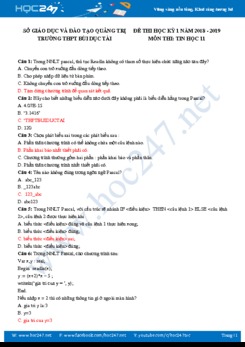 Đề thi HK1 môn Tin học 11 có đáp án năm 2018 - 2019 Trường THPT Bùi Dục Tài