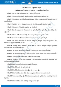 Câu hỏi tự luận ôn tập Chương Mở đầu - Sinh học 10