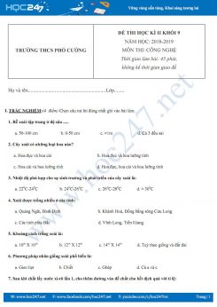 Đề thi Học kì 2 môn Công Nghệ 9 có đáp án chi tiết năm 2019 phần Trồng cây ăn quả