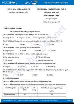 Đề kiểm tra Học kì II môn Công Nghệ 8 có đáp án năm 2019 trường THCS Bản Luốc