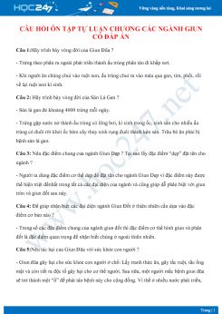 Câu hỏi tự luận ôn tập Chương Các ngành Giun Sinh học 7 có đáp án