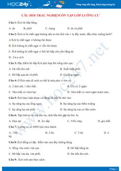 Câu hỏi trắc nghiệm ôn tập chủ đề Lớp Lưỡng Cư Sinh học 7
