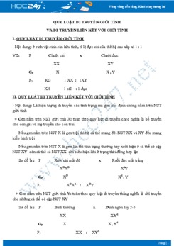 Chuyên đề di truyền liên kết và di truyền liên kết giới tính Sinh học 9